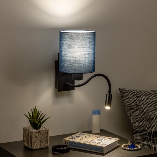 Lampă LED de perete Brilagi NUBILA 1xE27/25W/230V + LED/3W negru/albastru închis