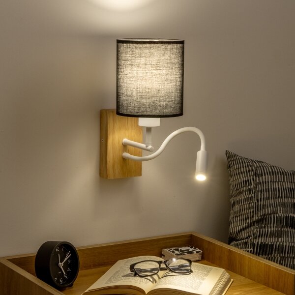 Lampă LED de perete Brilagi NUBILA WOOD 1xE27/25W/230V + LED/3W stejar/negru