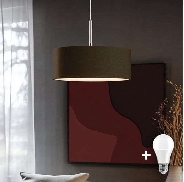 Eglo - Pendul LED pe cablu TUNJA 1xE27/60W/230V maro