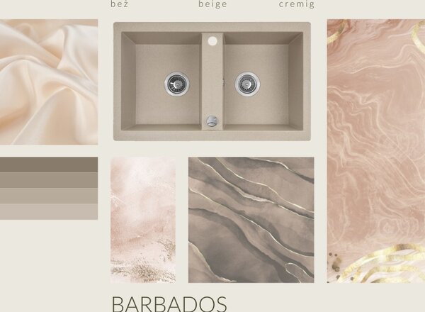Laveo Barbados, chiuvetă granit cu 2 camere 780x480x185 mm, bej, LAV-SBB_420T