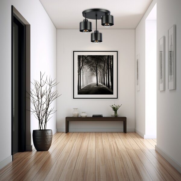 Lustră pe tijă 3xE27/35W/230V d. 30 cm negru