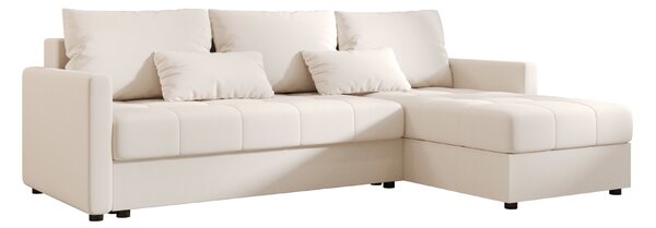Coltar extensibil de colt VENORIA, crem, reversibil, 220x143 cm + 2 perne GRATUIT