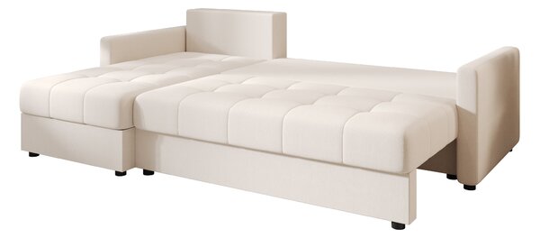 Coltar extensibil de colt VENORIA, crem, reversibil, 220x143 cm + 2 perne GRATUIT