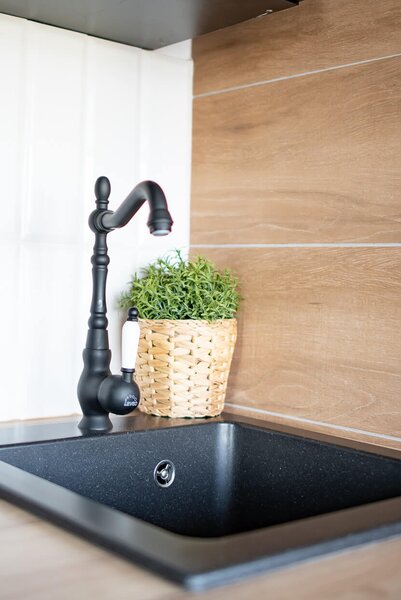 Laveo Chichi, chiuveta granit cu 1 camera 390x480x205 mm, negru, LAV-SBH_710T