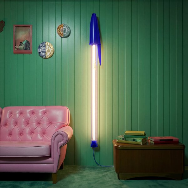SELETTI Lampă suspendată LED BIC, albastră, lungime 173 cm, Albastru, Camera de zi / sufragerie, Plastic, Design
