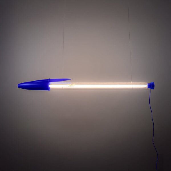 SELETTI Lampă suspendată LED BIC, albastră, lungime 173 cm, Albastru, Camera de zi / sufragerie, Plastic, Design
