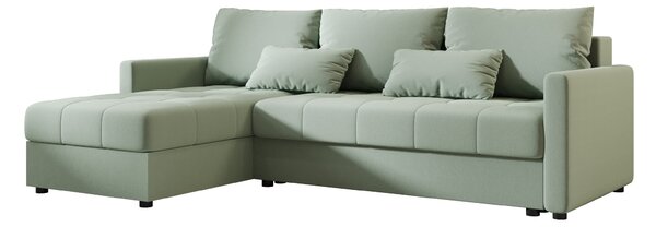 Coltar extensibil de colt VENORIA, verde deschis, reversibil, 220x143 cm + 2 perne GRATUIT