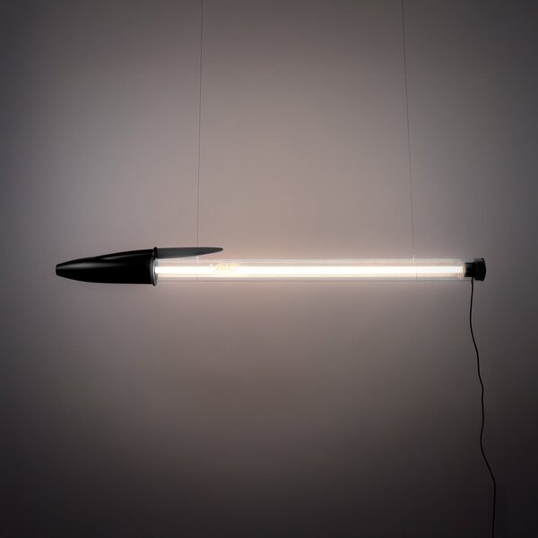 SELETTI Lampă suspendată LED BIC, negru, lungime 173 cm, Negru, Camera de zi / sufragerie, Plastic, Design