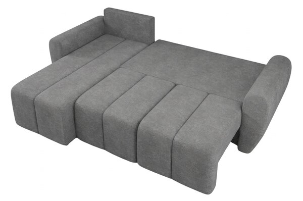 Coltar extensibil de colt SEVIO, gri, reversibil, 246x145 cm + 2 perne GRATUIT