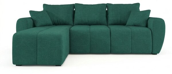 Coltar extensibil de colt SEVIO, verde sticla, reversibil, 246x145 cm + 2 perne GRATUIT