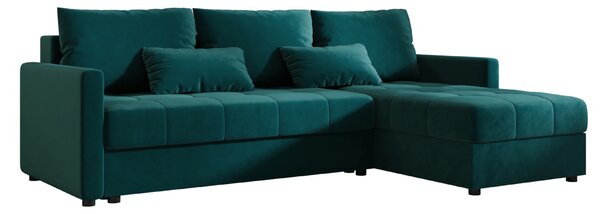 Coltar extensibil de colt VENORIA, petrol, reversibil, 220x143 cm + 2 perne GRATUIT