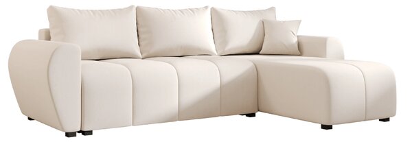 Coltar extensibil de colt SEVIO, crem, reversibil, 246x145 cm + 2 perne GRATUIT