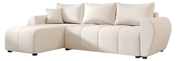 Coltar extensibil de colt SEVIO, crem, reversibil, 246x145 cm + 2 perne GRATUIT