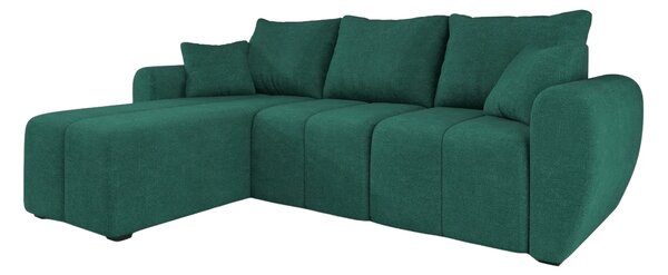 Coltar extensibil de colt SEVIO, verde sticla, reversibil, 246x145 cm + 2 perne GRATUIT