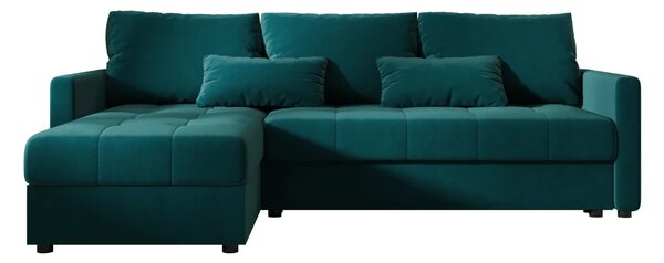 Coltar extensibil de colt VENORIA, petrol, reversibil, 220x143 cm + 2 perne GRATUIT