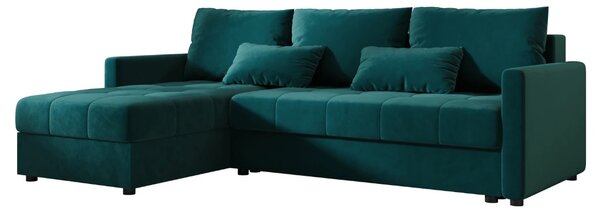 Coltar extensibil de colt VENORIA, petrol, reversibil, 220x143 cm + 2 perne GRATUIT