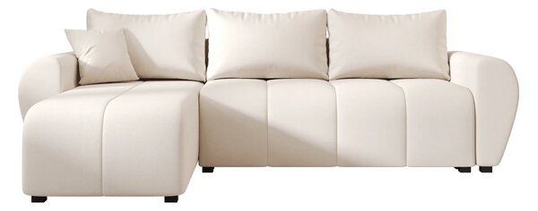 Coltar extensibil de colt SEVIO, crem, reversibil, 246x145 cm + 2 perne GRATUIT