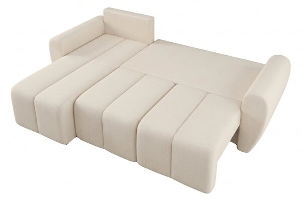 Coltar extensibil de colt SEVIO, crem, reversibil, 246x145 cm + 2 perne GRATUIT