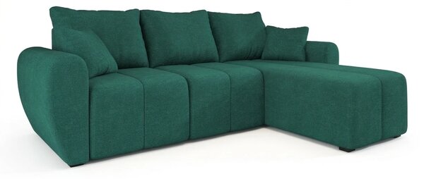 Coltar extensibil de colt SEVIO, verde sticla, reversibil, 246x145 cm + 2 perne GRATUIT