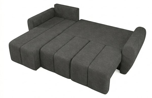 Coltar extensibil de colt SEVIO, gri inchis, reversibil, 246x145 cm + 2 perne GRATUIT