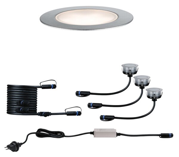 Paulmann Plug & Shine Floor set de pornire CH argintiu, reglabil, Gri, Metal, Modern, Corpuri de iluminat încastrate rotunde
