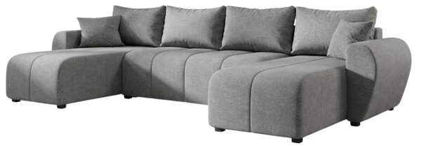 Coltar extensibil in forma de U SEVIO, gri, 311x145 cm + 2 perne GRATUIT