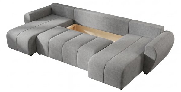 Coltar extensibil in forma de U SEVIO, gri, 311x145 cm + 2 perne GRATUIT