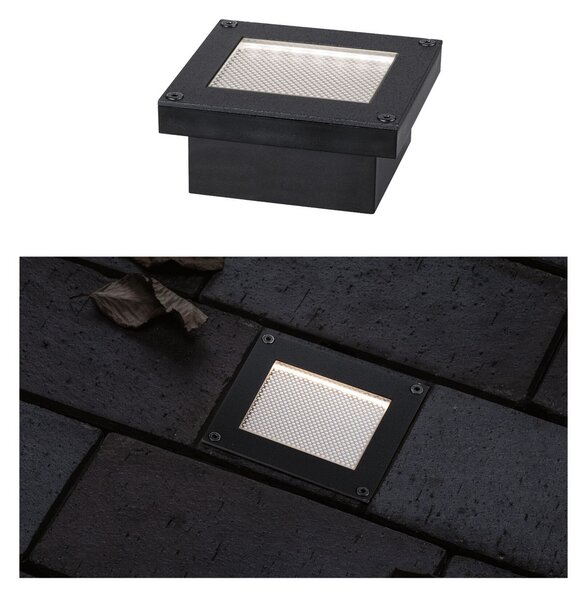 Paulmann Domenic LED cu solar încastrat în podea 8x8cm, Negru, Plastic, Modern, Luminile încastrate unghiulare