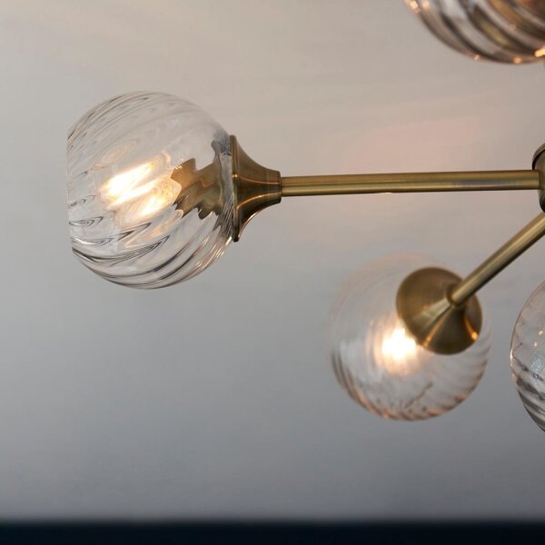 Lustră pe tijă Endon 103171 ALLEGRA 6xE14/7W/230V alamă/transparent