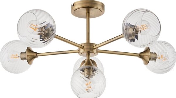 Lustră pe tijă Endon 103171 ALLEGRA 6xE14/7W/230V alamă/transparent