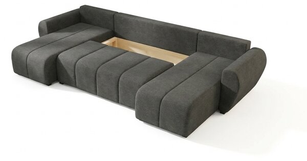 Coltar extensibil in forma de U SEVIO, gri inchis, 311x145 cm + 2 perne GRATUIT