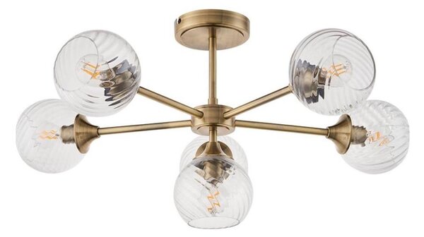 Lustră pe tijă Endon 103171 ALLEGRA 6xE14/7W/230V alamă/transparent