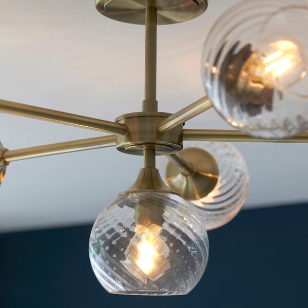 Lustră pe tijă Endon 103171 ALLEGRA 6xE14/7W/230V alamă/transparent