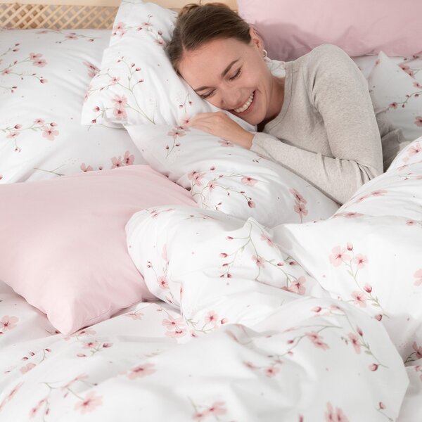 Goldea lenjerie de pat 100% bumbac - sakura înflorită 150 x 200 și 50 x 60 cm