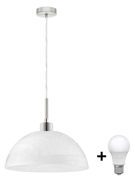 Lustră LED cu cablu, 1xE27/60W/230V, alb/transparent