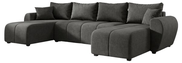 Coltar extensibil in forma de U SEVIO, gri inchis, 311x145 cm + 2 perne GRATUIT