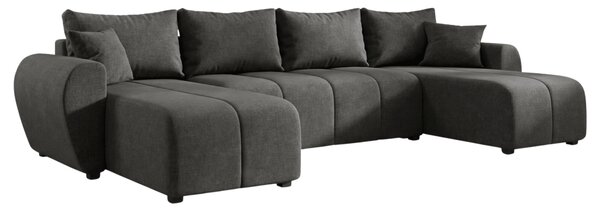 Coltar extensibil in forma de U SEVIO, gri inchis, 311x145 cm + 2 perne GRATUIT