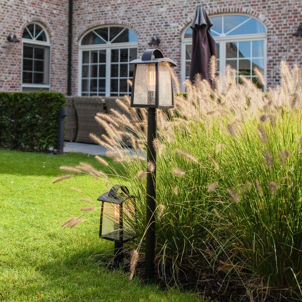 LUTEC Bornă luminoasă KELSEY, negru, înălțime 104 cm, metal, IP44, E27, reglabil, Negru, Aluminiu, Modern