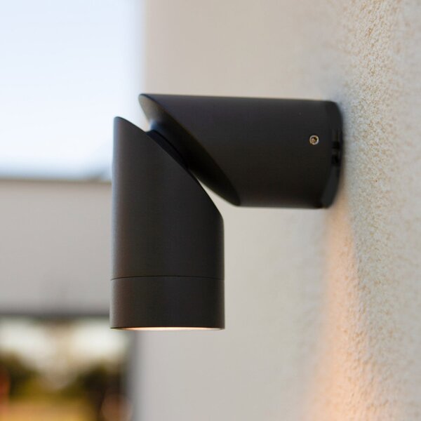 LUTEC Lampă de exterior TUBON, gri închis, Ø 6 cm, metal, IP54, GU10, reglabil, Gri, Aluminiu, Modern