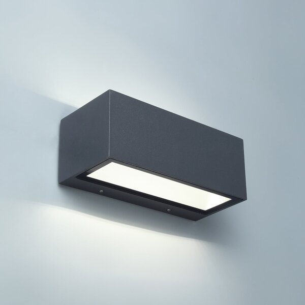 LUTEC Lampă LED de exterior GEMINI, gri închis, 22 cm, IP54, lumină orientabilă în, Gri, Aluminiu, Modern, Perete unghiular