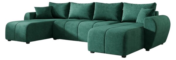 Coltar extensibil in forma de U SEVIO, verde sticla, 311x145 cm + 2 perne GRATUIT