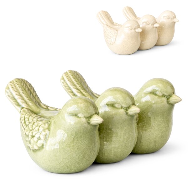 Decoratiune de primavara CRAQUELE PASARI 19,5 cm - mai multe culori Culoare: Verde