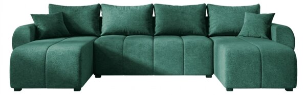 Coltar extensibil in forma de U SEVIO, verde sticla, 311x145 cm + 2 perne GRATUIT