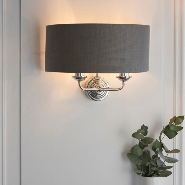 Aplică Endon 94406 HIGHCLERE 2xE14/40W/230V dark gri/crom lucios