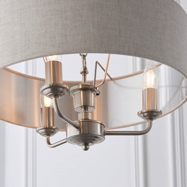 Lustră pe lanț Endon 94361 HIGHCLERE 3xE14/40W/230V bej/crom mat
