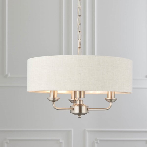 Lustră pe lanț Endon 94361 HIGHCLERE 3xE14/40W/230V bej/crom mat