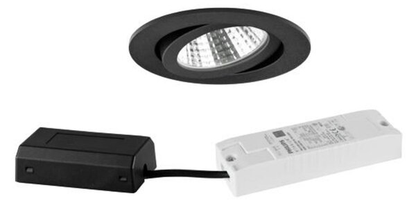 BRUMBERG BB03 cutie conectare încastrat DALI negru, reglabil, Negru, Hol, Aluminiu, Corpuri de iluminat încastrate rotunde