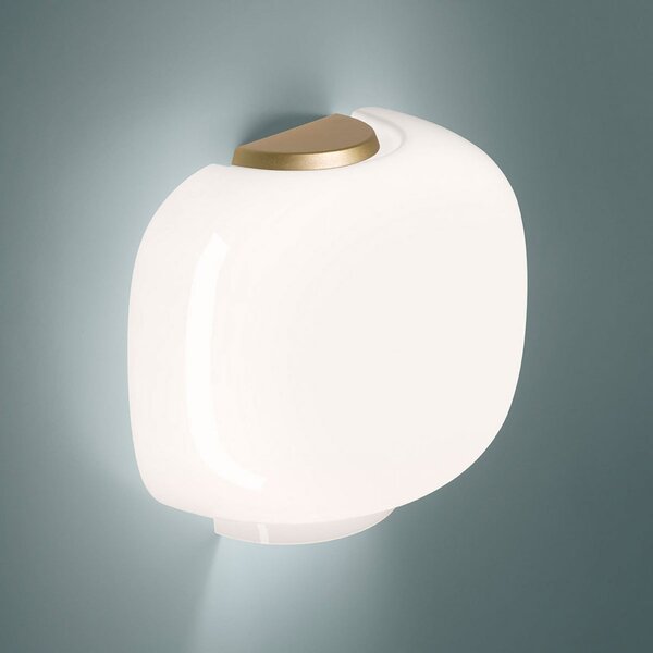 Foscarini Chouchin 3 Semi aplică perete alb/auriu, reglabil, Alb, Camera de zi / sufragerie, Sticlă, Design