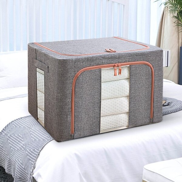 Set 3 cutii pliabile pentru depozitare, 24L, 66L, 100L, Gri