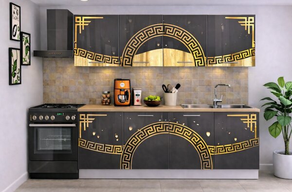 Bucatarie Verona 200 cm Gri Ornament Gold